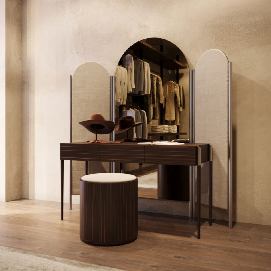 An elegant dressing table for a modern bedroom.