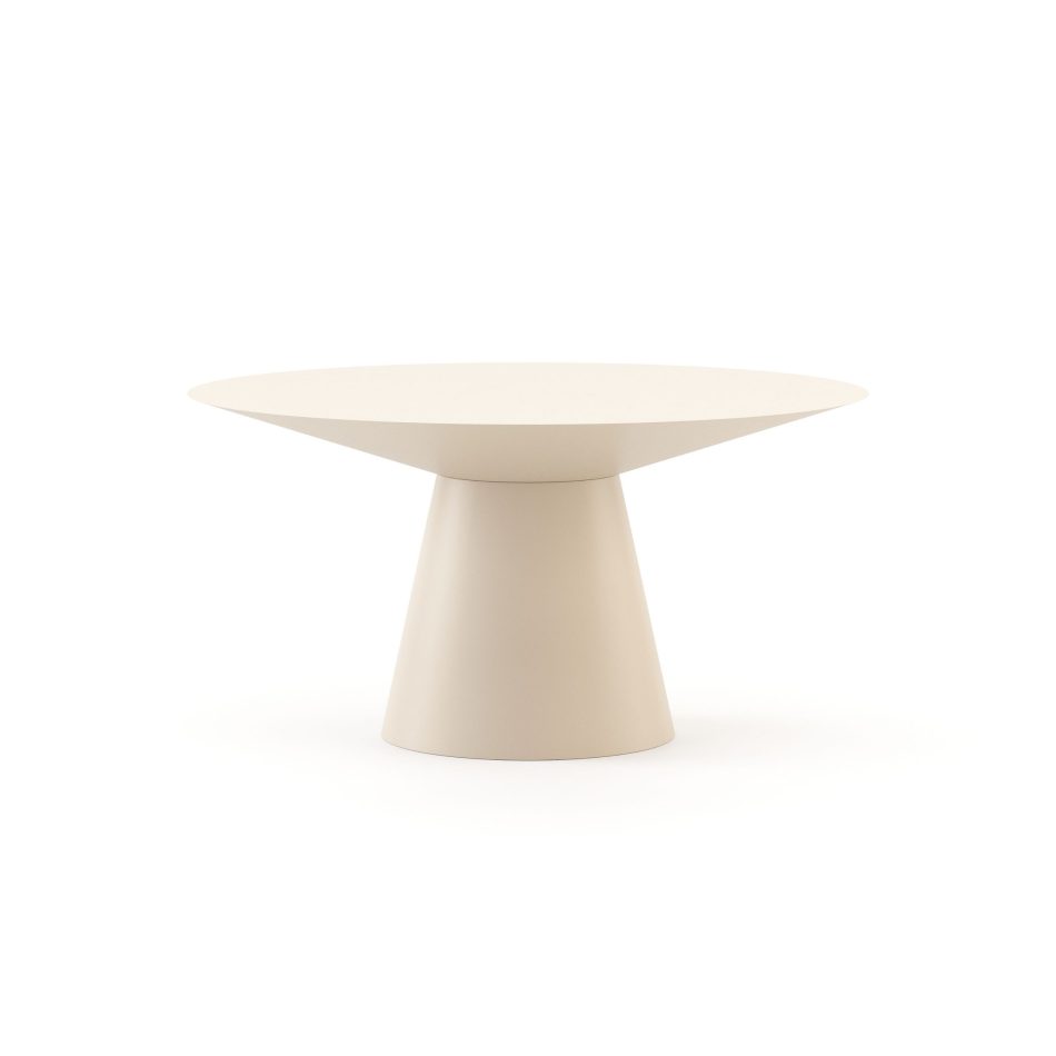 Monochrome modern table design for the Olivier luxury dining table, finished entirely in a sleek, uniform lacquer coating.