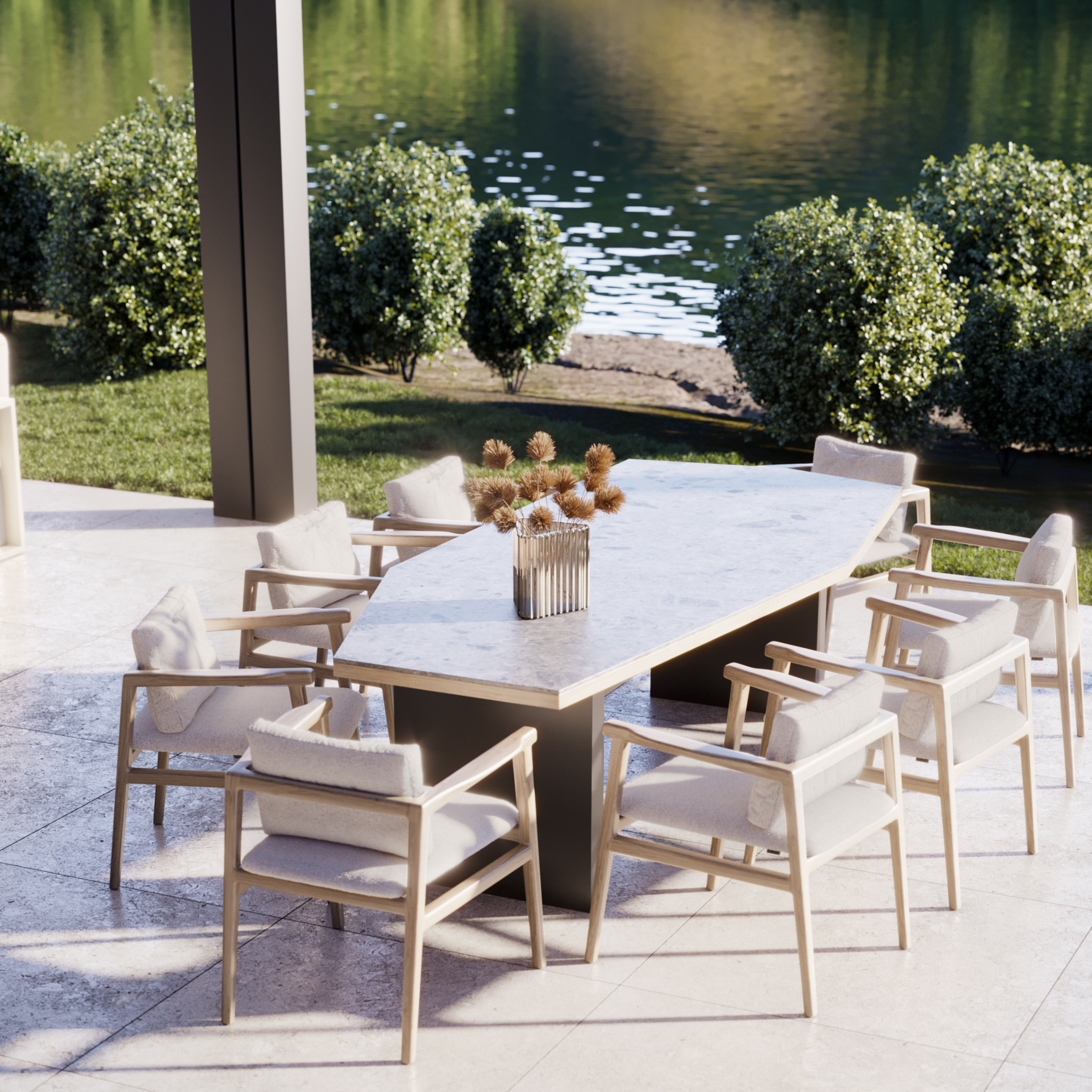 Outdoor Dining Area of the Summer Breeze Mansion