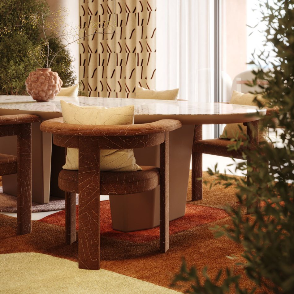 Cadeiras Kensington a complementar uma sala de jantar contemproânea.