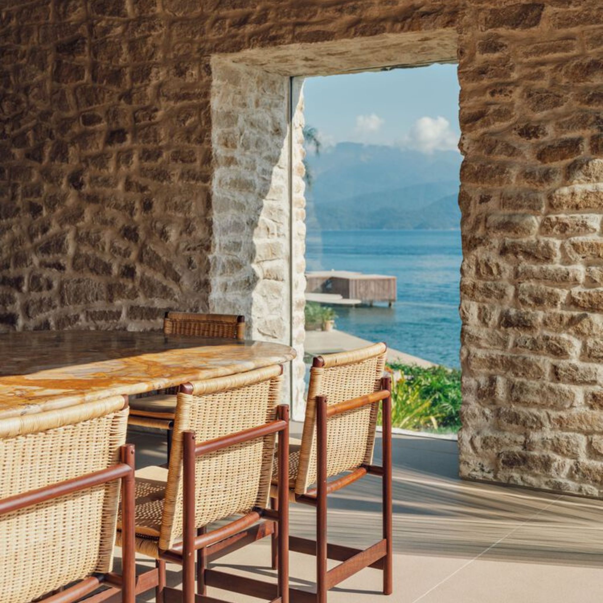 Angra House sitting area, with outside views.