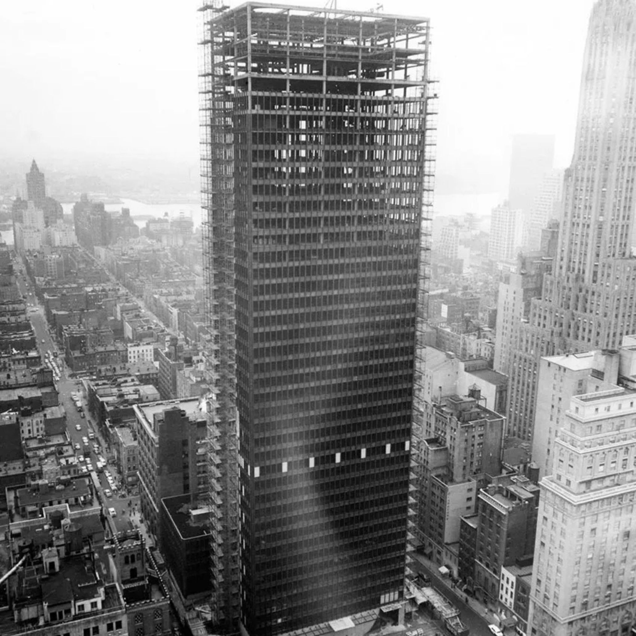 The Seagram Building in Construction.