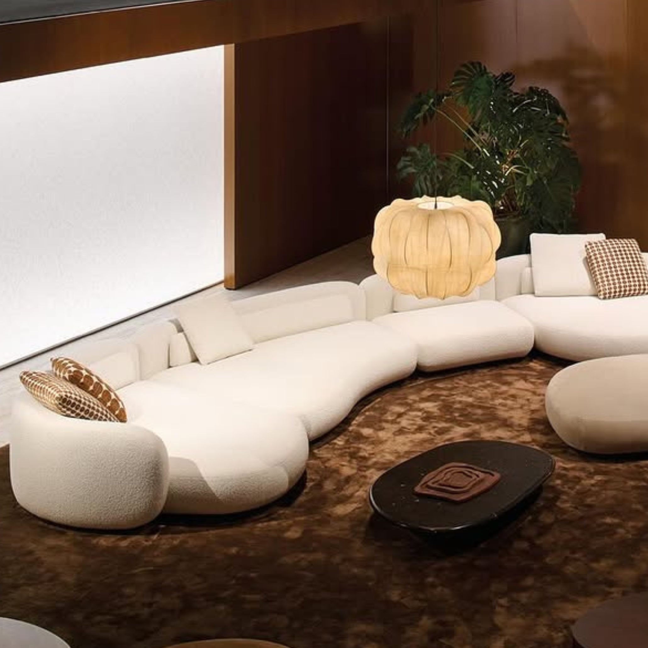 A modern modular sofa with adjustable elements, reflecting the 2025 trend of adaptable, multifunctional furniture design.