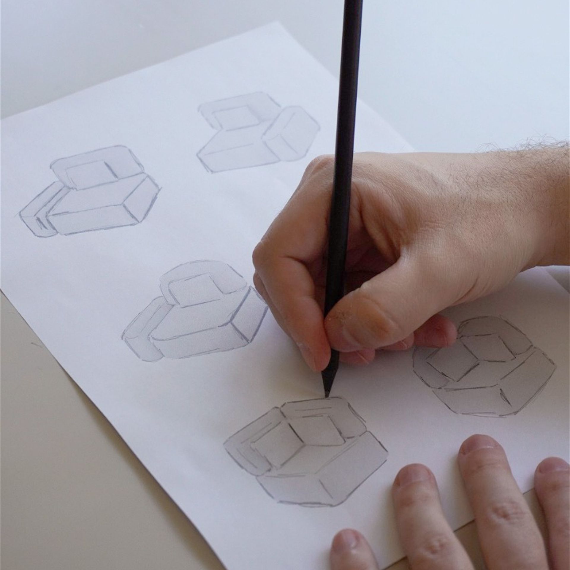 Sketch of the pieces that compose a modular sofa.