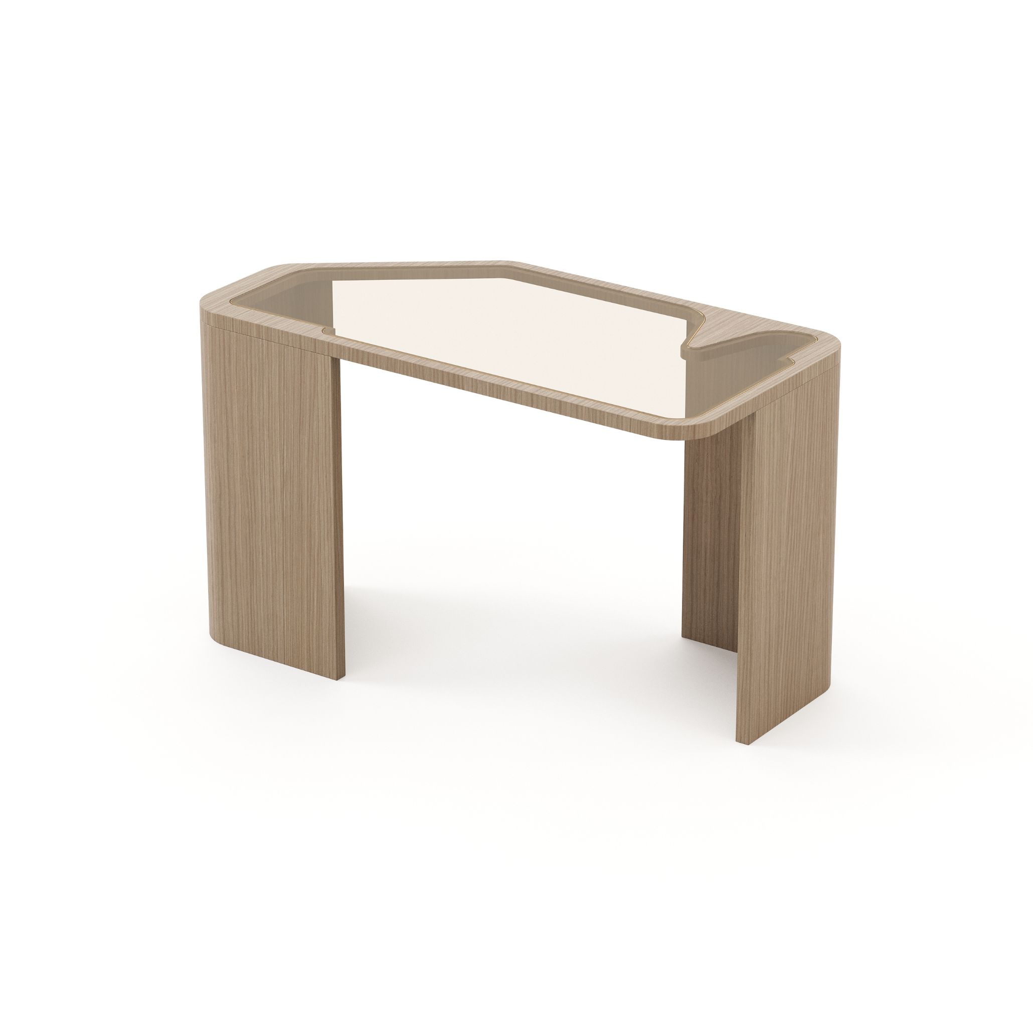 Margem Side Table with a glass top and light wood frame, offering elegance and lightness in a carefully curated Coastal Interior Design setting.