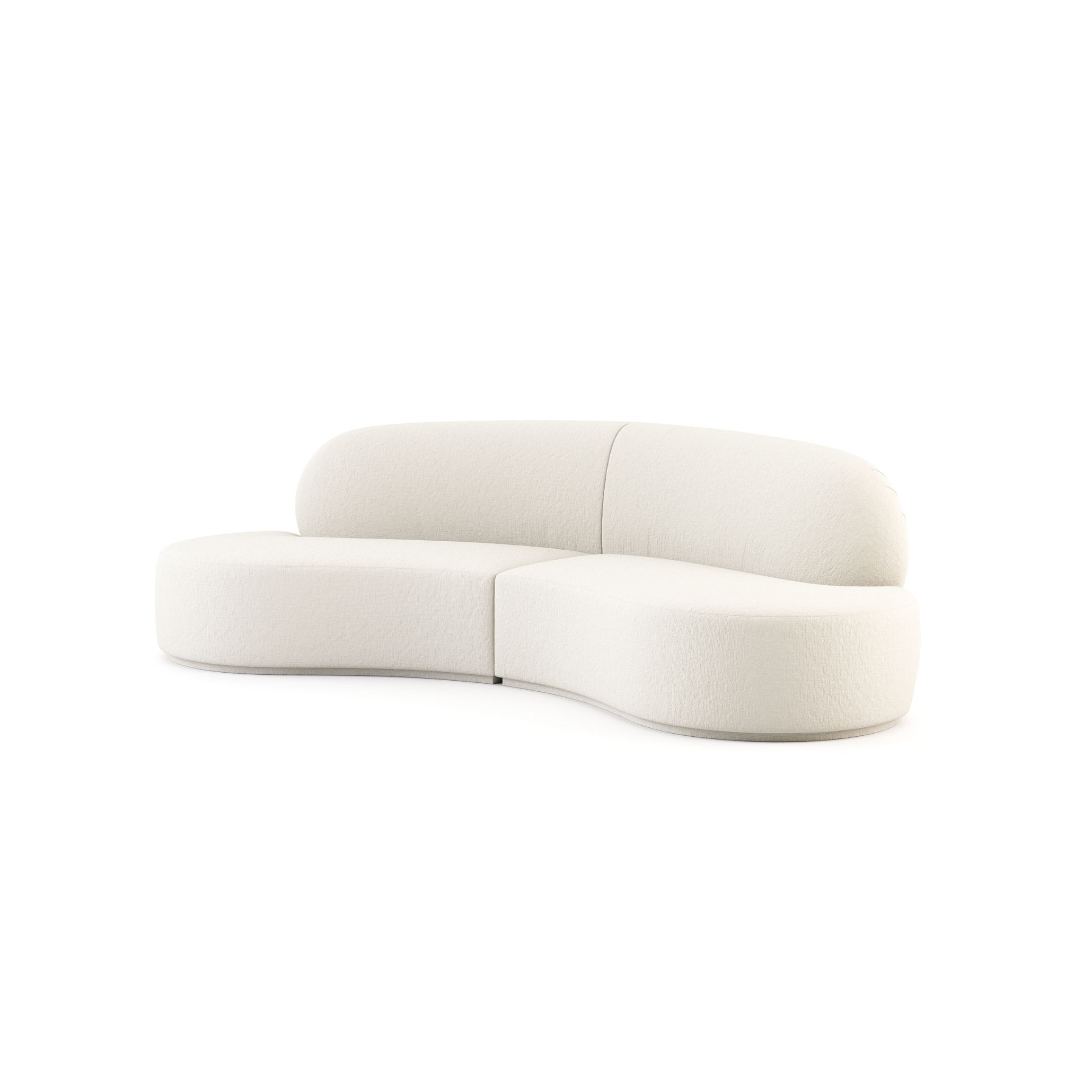 Soft white Cotton Sofa with its elegant curved form inspired by the gentle waves of the Mediterranean Sea. Upholstered in natural fabric, this piece reflects Mediterranean Furniture’s emphasis on organic shapes and comfortable, inviting design. It creates a serene, sun-drenched ambiance ideal for interiors embracing neutral tones and natural textures.