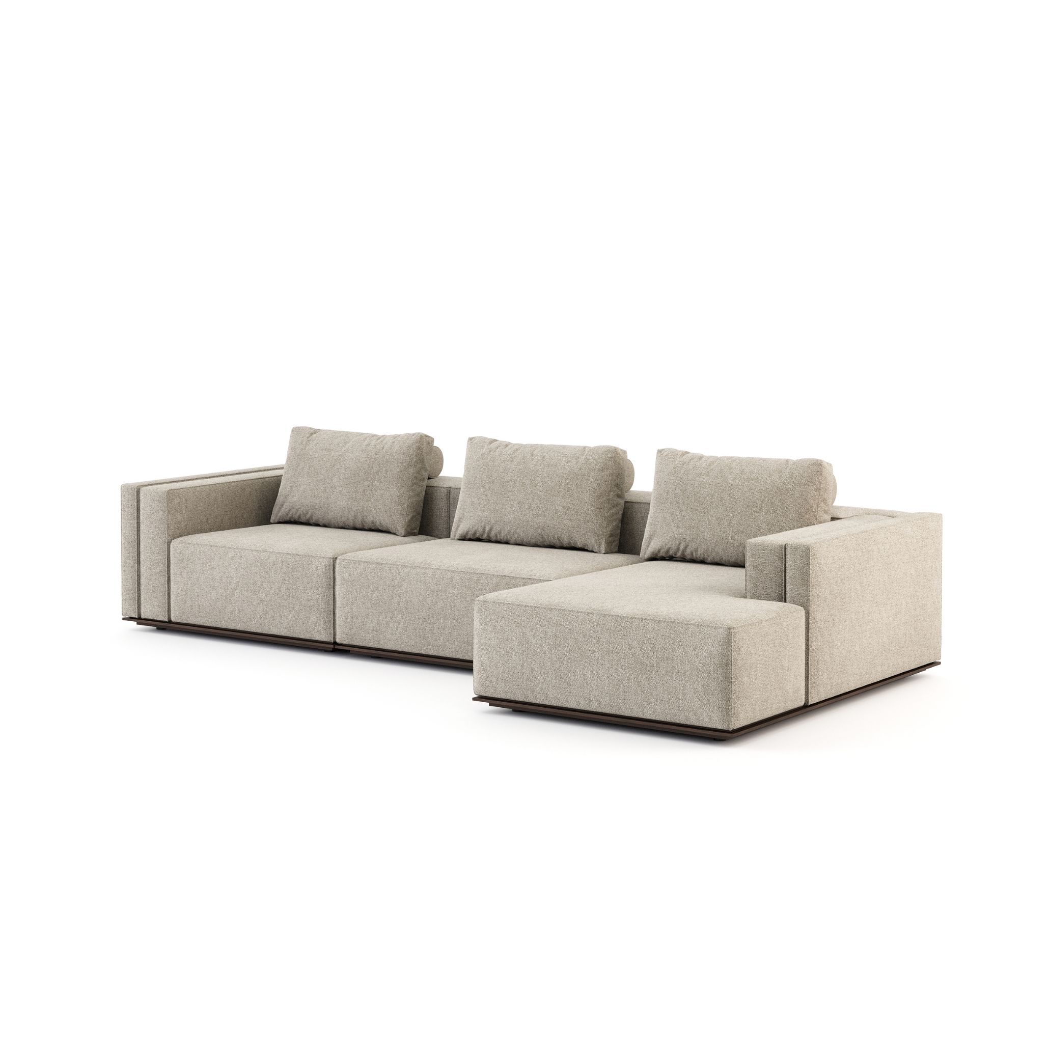 The Landform Sofa in a soft, neutral fabric adds effortless elegance to a modern cottagecore living space. With its plush seating and clean lines, the sofa complements the natural textures and relaxed atmosphere of the interior.
