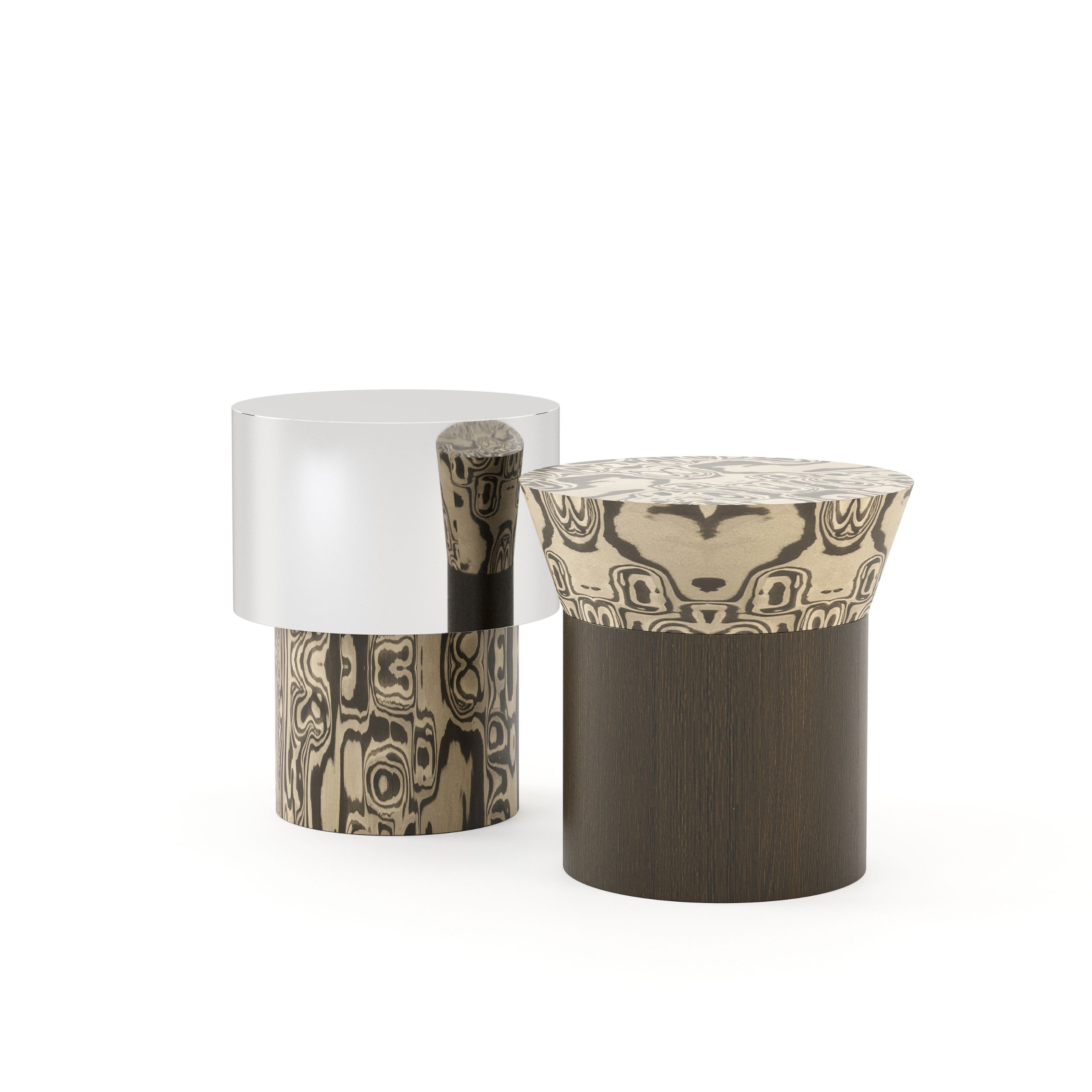 Toro side tables in different finishes.
