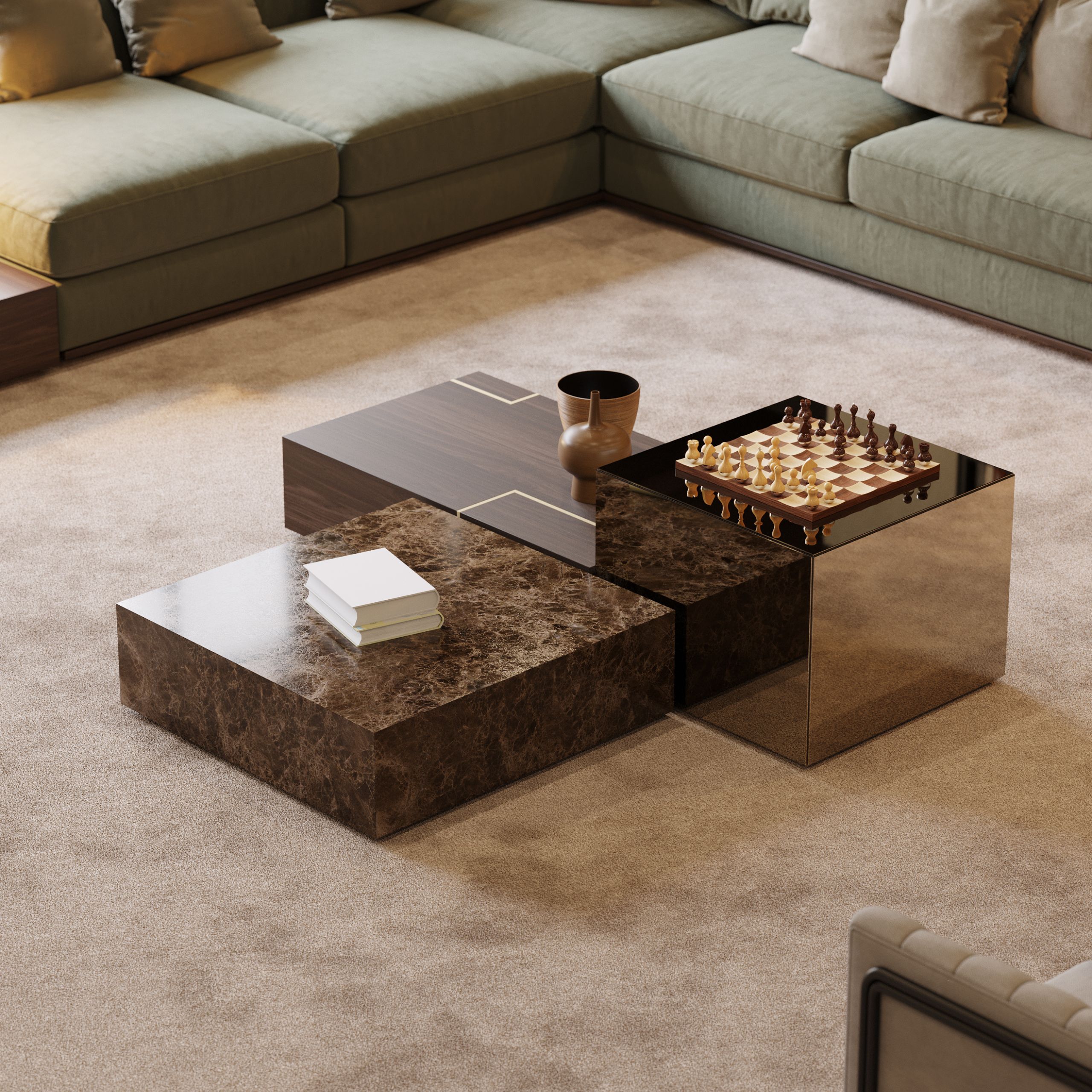 Fortune cofee table as a stunning example of luxury living room furniture.