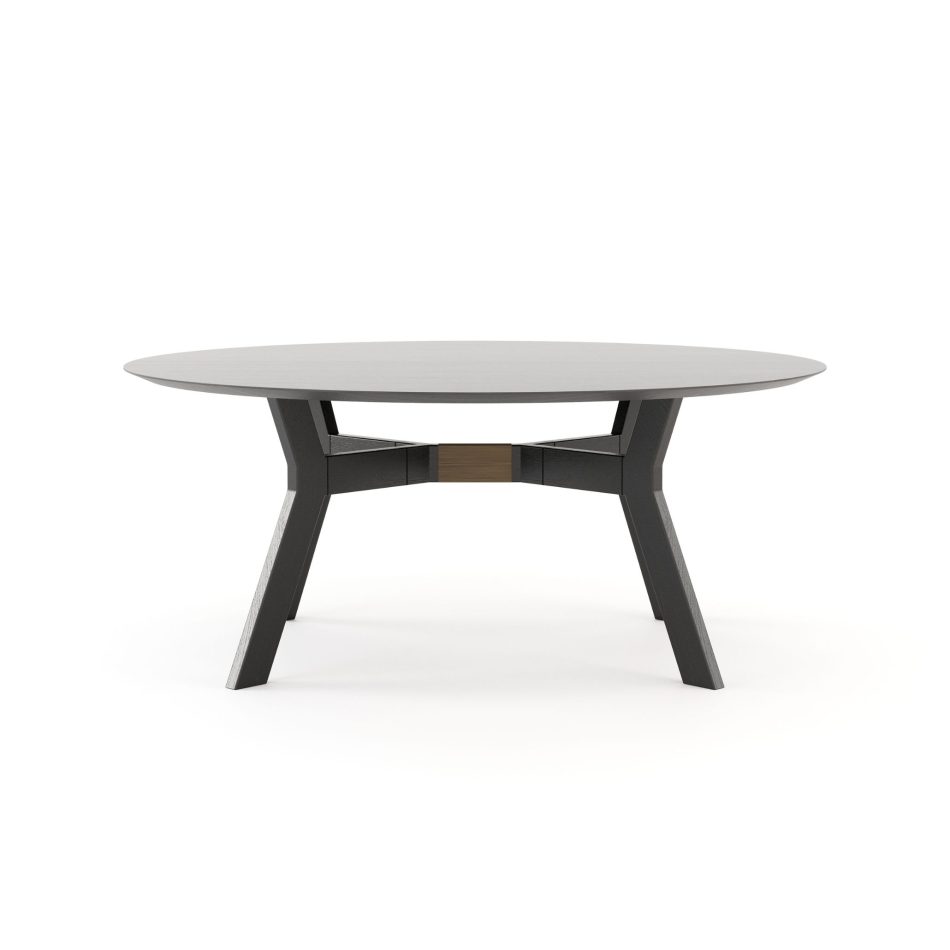 A luxury dining table, in a circular shape, designed for a contemporary kitchen.