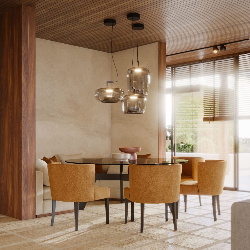 Luxury dining table for a contemporary kitchen.