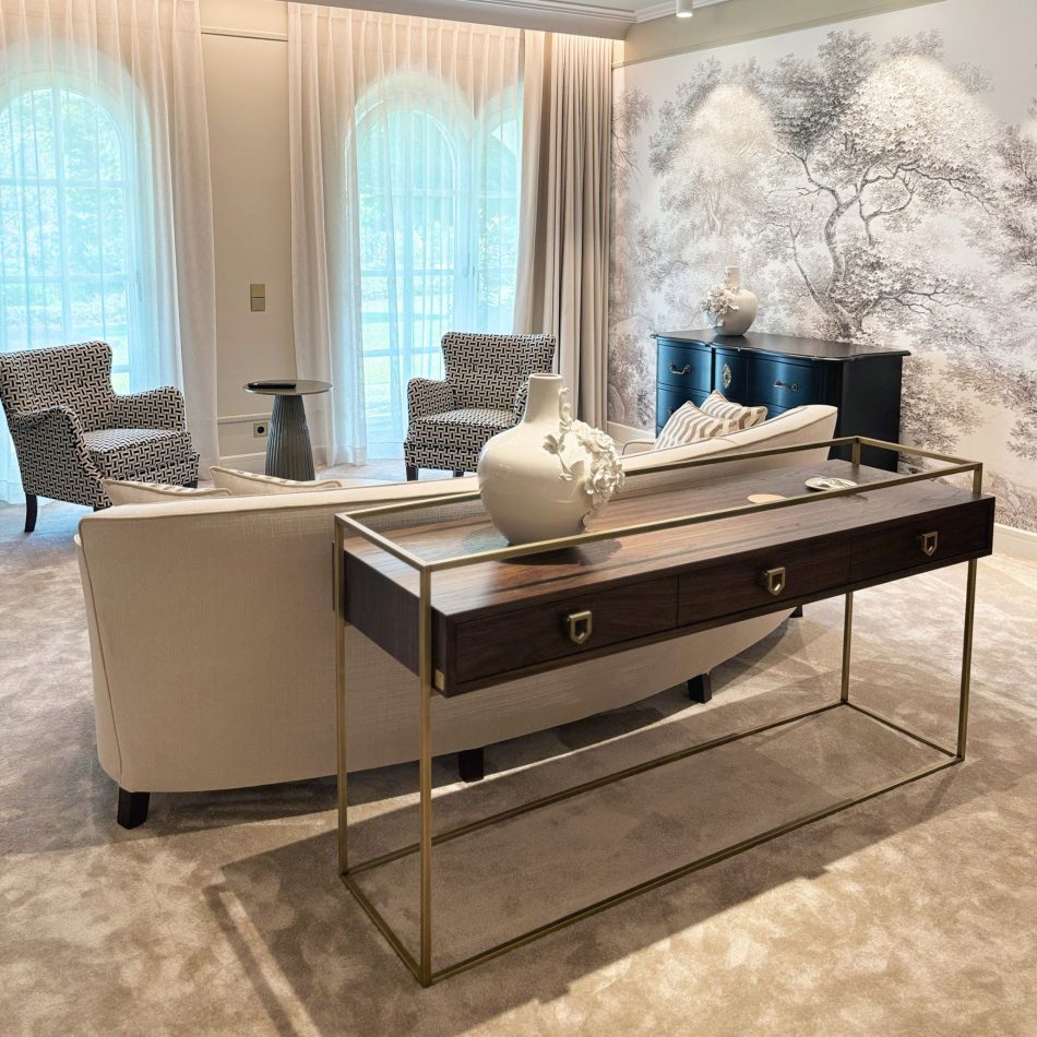 Luxury bedroom furniture assembled together for a glamorous look.