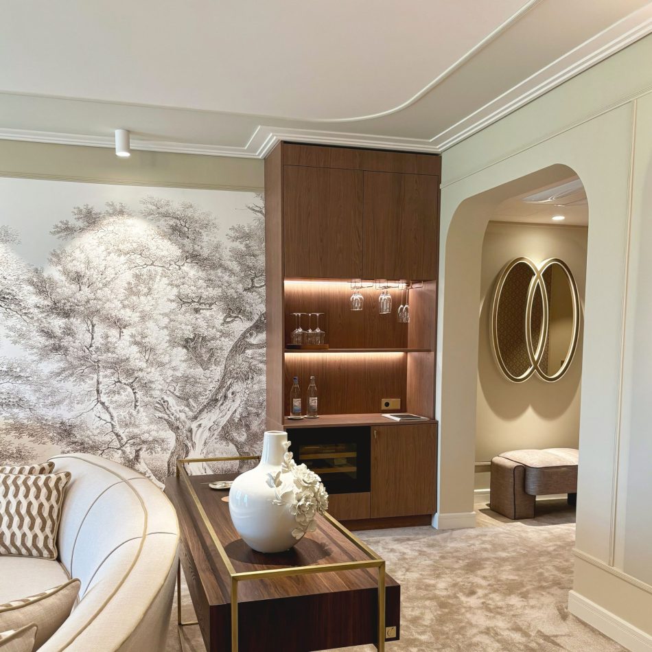 Luxury bedroom furniture assembled together for a glamorous look.