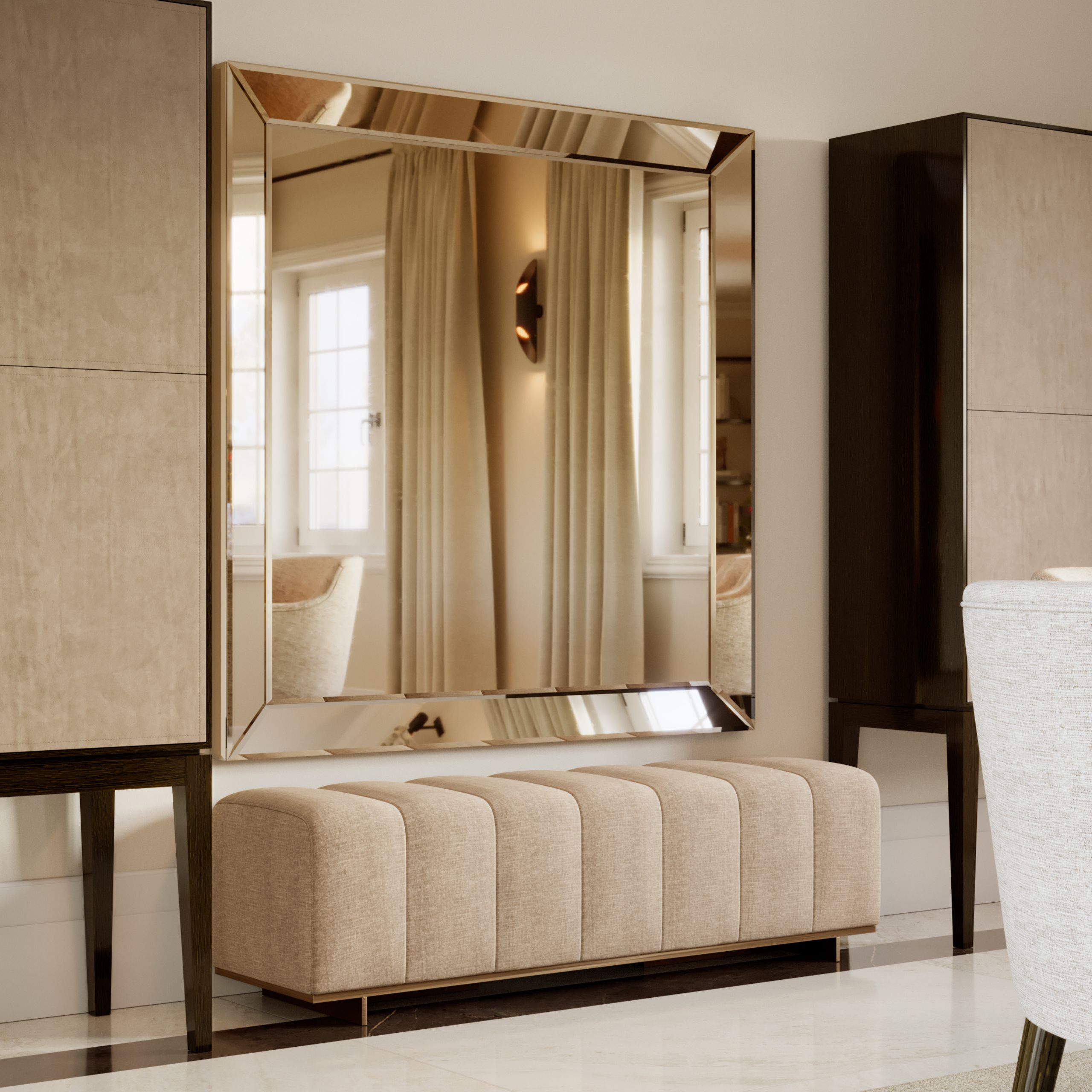 Discreet seating options as part of the christmas decorations.