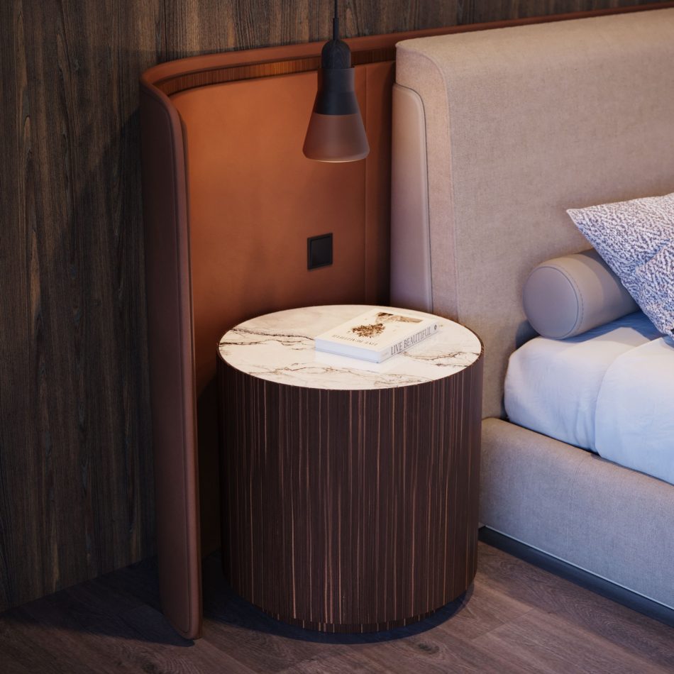 Modern bed frames as the centerpiece of a high end bedroom.