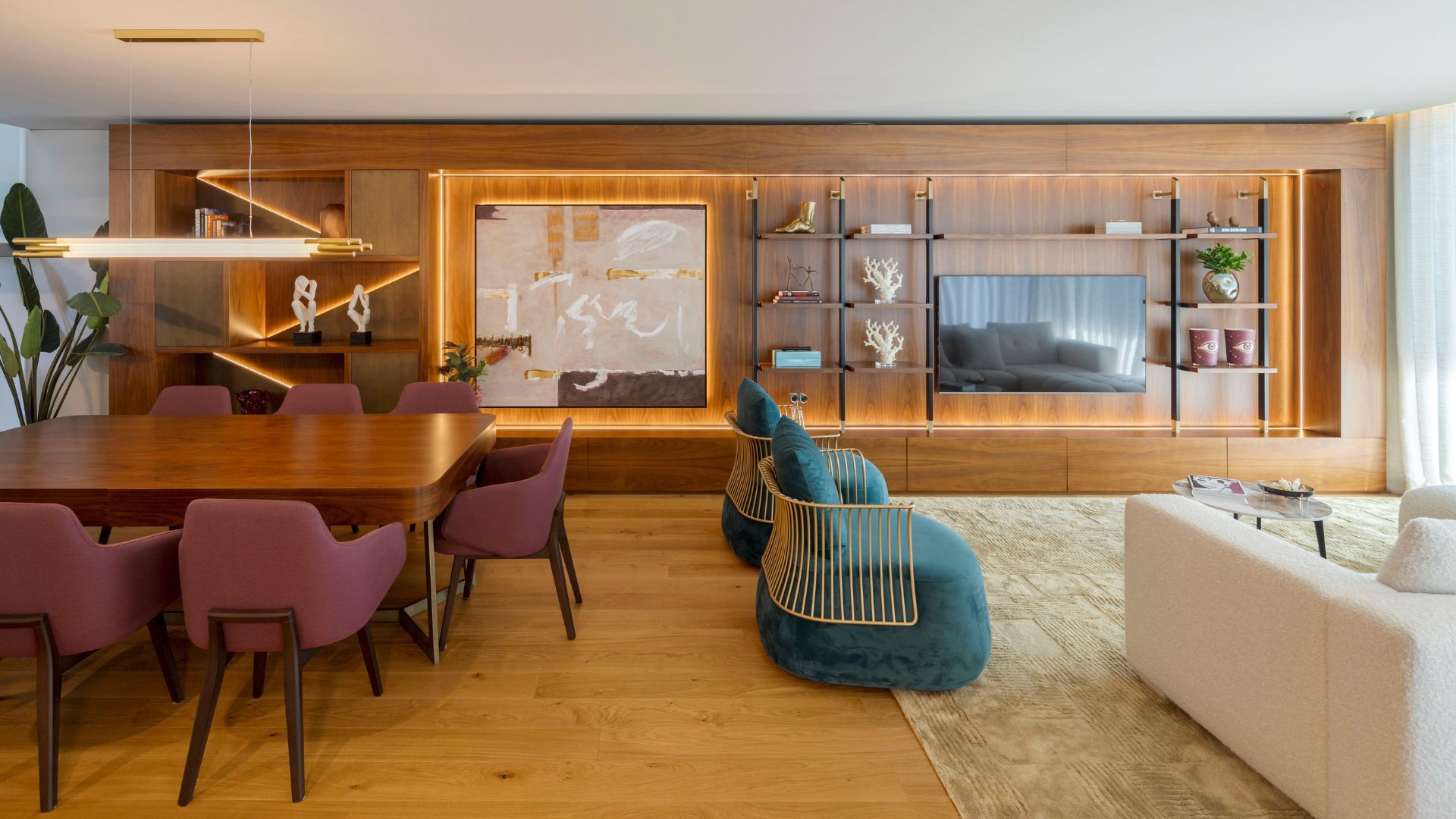 A contemporary living and dining space from Stylish Club’s Salty Breeze project, designed for a private seaside villa. Neutral tones and vibrant accents create a balanced dialogue between comfort, elegance, and natural light. The interior reflects a thoughtful connection between architecture, furniture design, and the way the space is lived in.