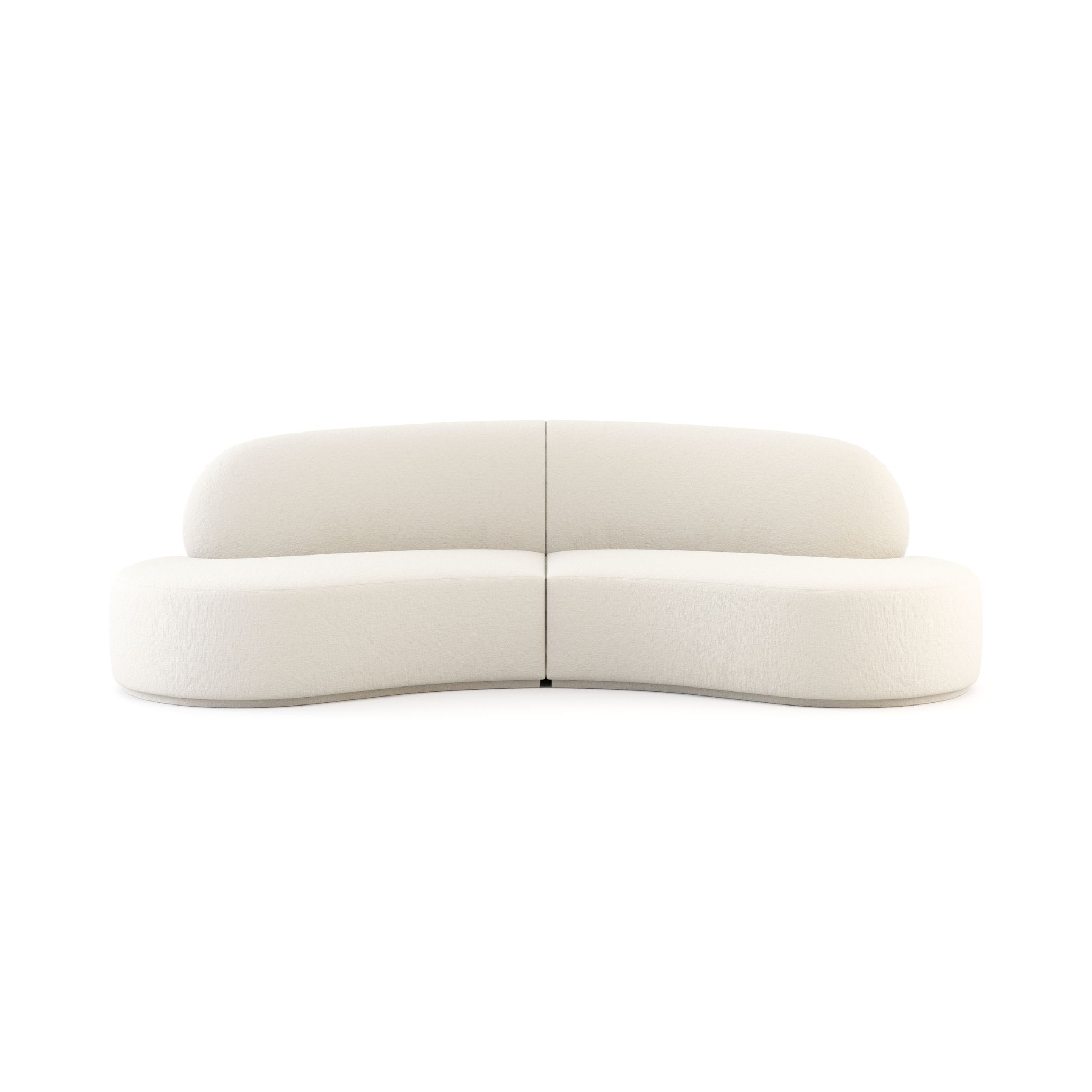 The Cotton Sofa, shown in a two-module configuration, expresses the beauty of simplicity and adaptability. Its sculptural form and soft upholstery reflect luxury living room furniture designed for emotional ease, blending custom furniture with the fluidity of sofa design for lobby spaces.