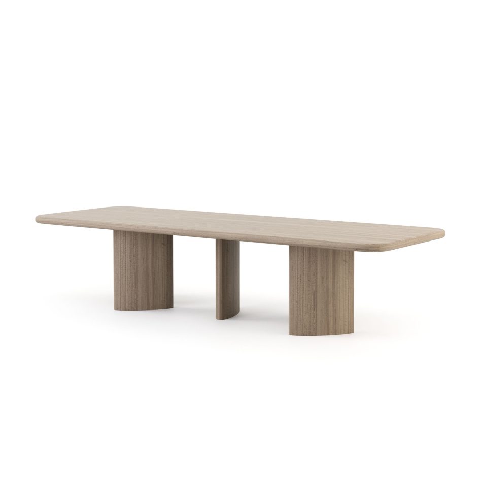 The Dolomites Dining Table features a warm wooden surface supported by sculptural legs that echo the irregular peaks of the Dolomites, creating a balance between raw strength and refined elegance that resonates with luxury dining table, the crafted purity of modern table design, and the natural sophistication of high end furniture.
