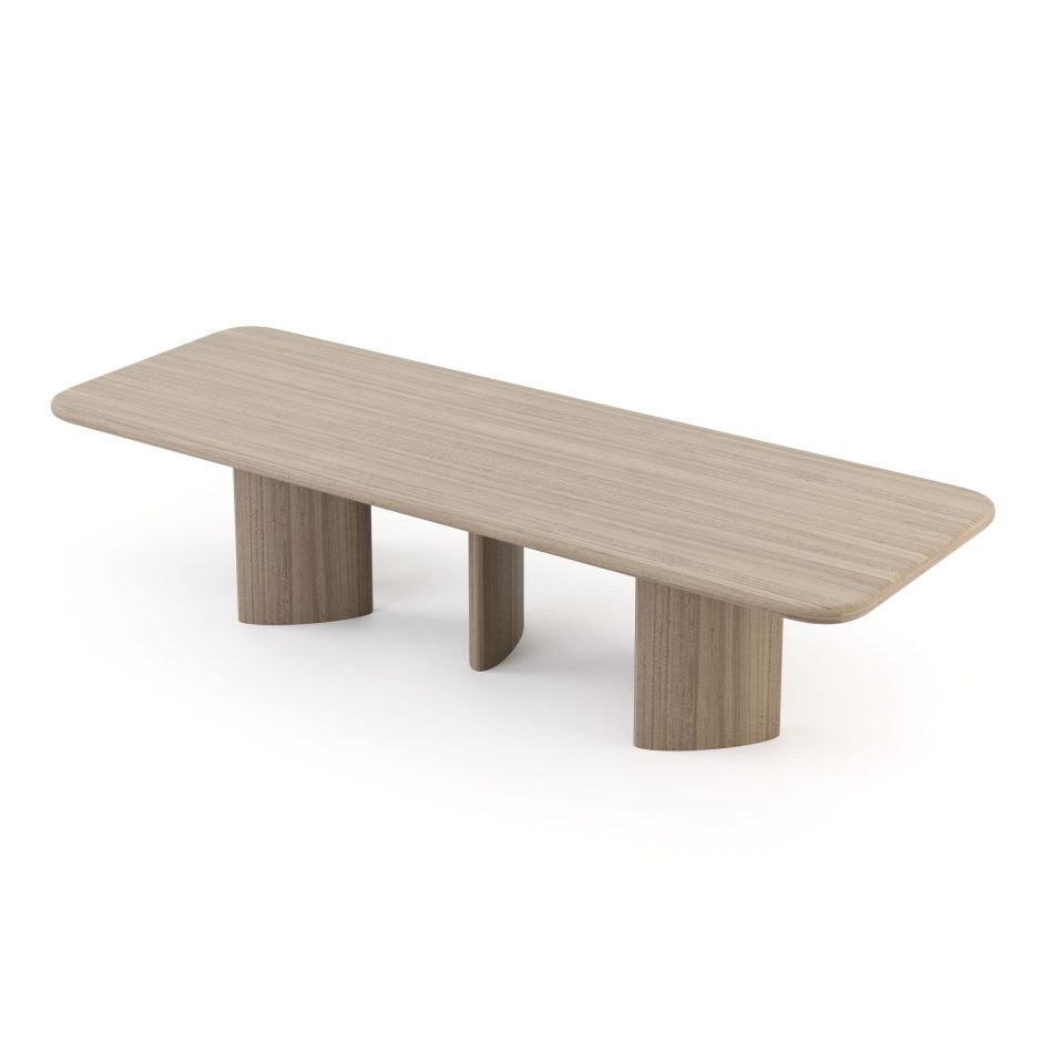 The Dolomites Dining Table showcases a natural wood surface elevated by bold, irregular legs that mirror the rugged contours of alpine landscapes, creating a poetic interplay of weight and lightness that resonates with modern dining table, the organic elegance of custom furniture, and the warm presence of furniture for dining room settings.