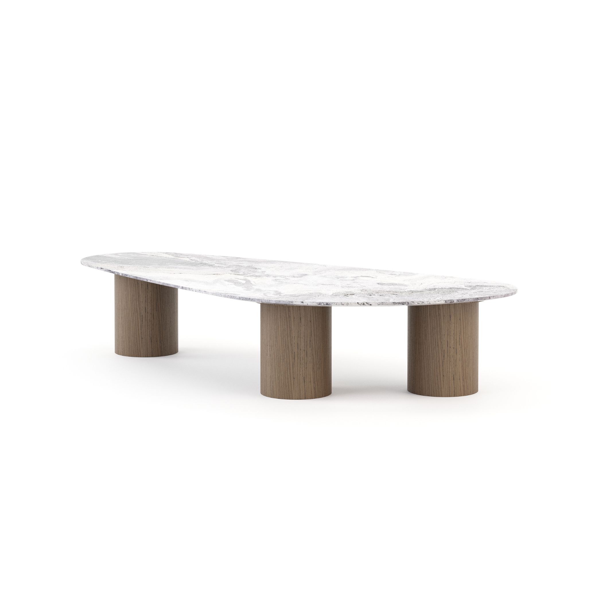 A refined Natur Coffee Table with a smooth marble top and natural wooden legs, blending cool stone with warm organic materials. The contrast of textures embodies luxury furniture craftsmanship and the elegant balance central to modern minimalist furniture.