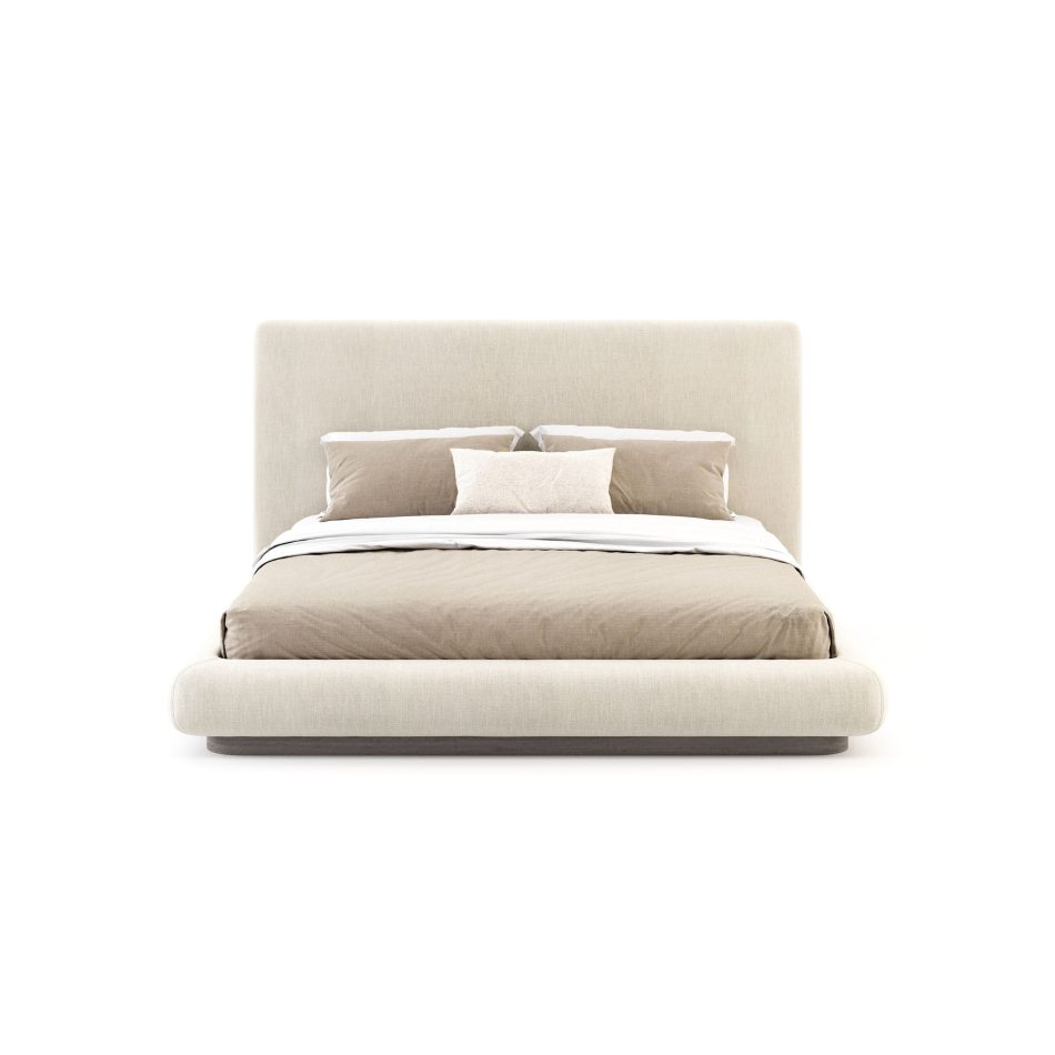 The Toro Bed appears in a serene bedroom setting, its upholstered headboard and soft neutral tones creating an atmosphere of balance and quiet refinement that aligns with luxury bedroom furniture, the composed elegance of bedroom furniture, and the warm sophistication of contemporary furniture.