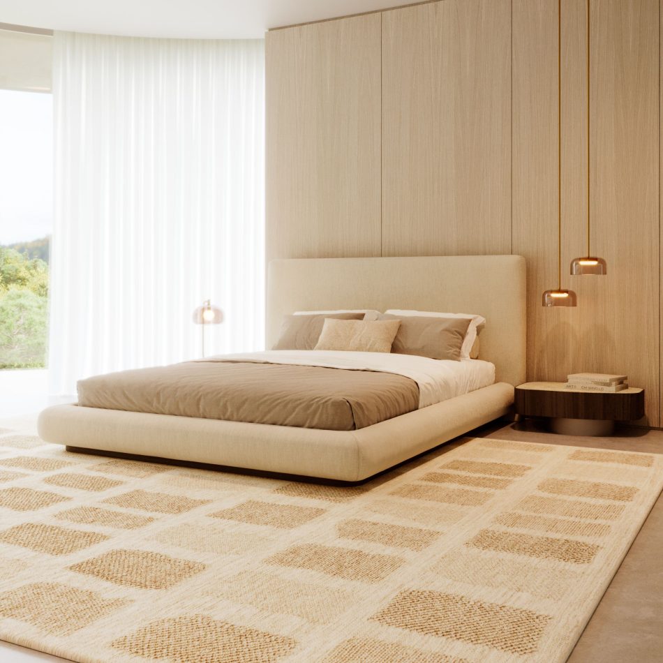 The Toro Bed appears in a composed interior where natural light, warm wood, and soft textiles create an atmosphere of subtle sophistication that mirrors the bed’s gentle lines and intentional design, aligned with luxury home furniture, the sculptural clarity of bedroom furniture, and the inviting balance of contemporary furniture.
