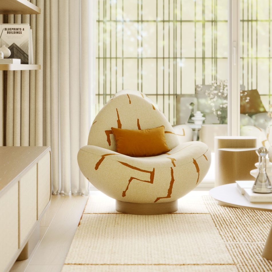 A sculptural cream chair stands as a centerpiece of luxury living room furniture, shaping a fluid interpretation of living room design that sparks understated living room inspiration; the round table and wooden accents reinforce Designs For Modern Living Rooms with a quiet, curated elegance that highlights living room furniture. Natural light enhances luxury living room furniture, revealing an intentional approach to living room design that transforms into warm living room inspiration, celebrating Designs For Modern Living Rooms through soft contours that elevate living room furniture. The overall composition expresses luxury living room furniture within a balanced gesture of living room design that inspires gentle living room inspiration, aligned with Designs For Modern Living Rooms and anchored by timeless living room furniture.