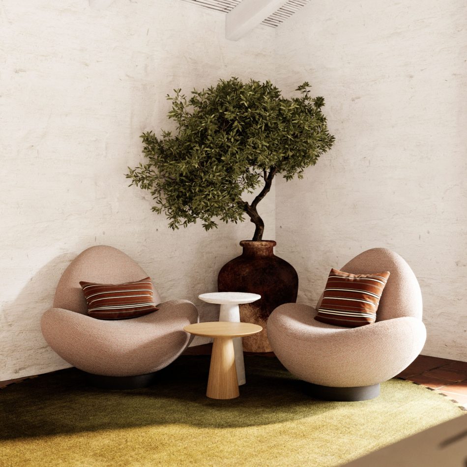 A serene corner where sculptural seating defines an atmosphere of luxury living room furniture, shaping a refined gesture of living room design that invites subtle living room inspiration; the pairing of organic tables reinforces Designs For Modern Living Rooms with a quiet balance that elevates living room furniture. Soft textures highlight luxury living room furniture while the oversized ceramic vase introduces a grounded element of living room design, deepening the sense of living room inspiration aligned with Designs For Modern Living Rooms and supported by curated living room furniture. Gentle light wraps around luxury living room furniture, creating a calm expression of living room design that becomes pure living room inspiration, echoing Designs For Modern Living Rooms through sculptural silhouettes that celebrate living room furniture.