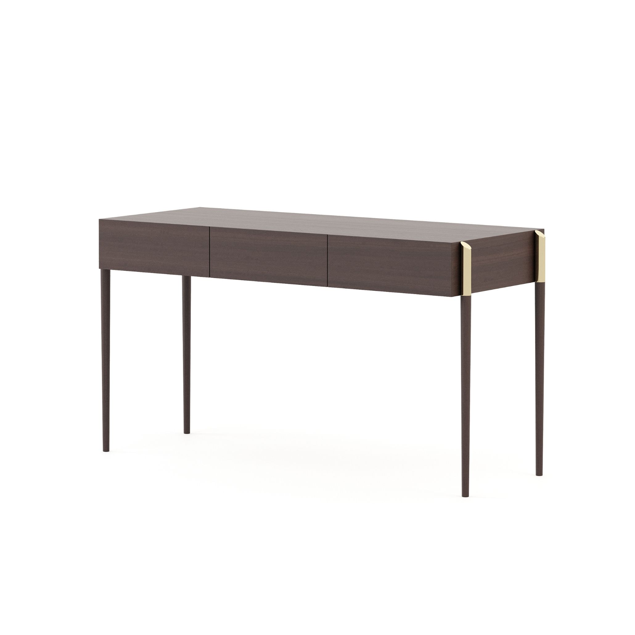 The minimalist Her II Desk with slender legs and subtle metallic accents reflects the deliberate elegance of the Miranda Priestly aesthetic. Its clean geometry and understated presence complement contemporary furniture, elegant design details, and the structured sophistication of office furniture in a power‑driven workspace.