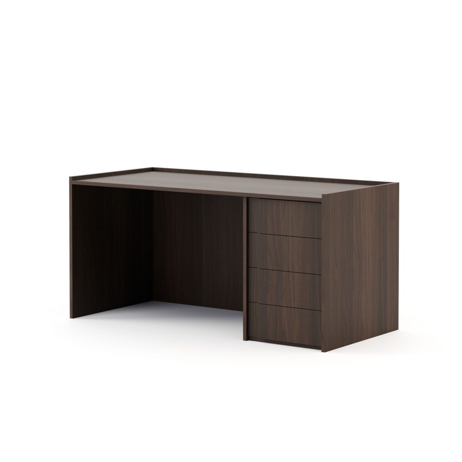 A modern Terra Desk in rich wood, its clean silhouette expressing refined craftsmanship and solid wood texture, a piece aligned with luxury furniture and contemporary dining table inspiration.