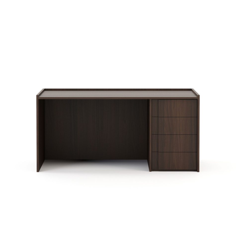 The Terra Desk reveals a smooth light-toned surface paired with dark wood casegoods furniture, blending finest wood texture with modern furniture and luxury home furniture appeal.
