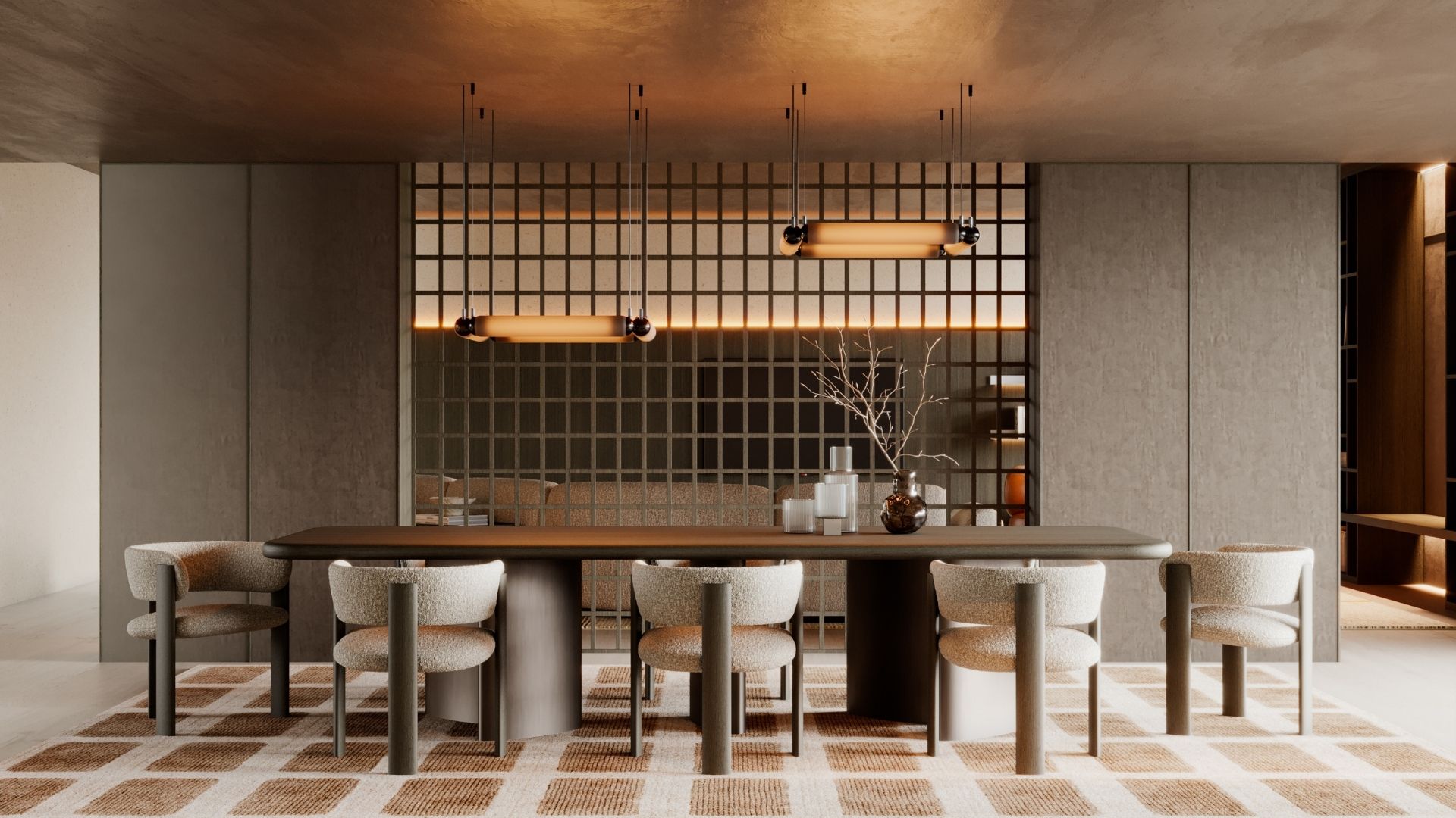 Warm minimalist interior design featuring cozy living room ideas and modern luxury furniture styled with rich upholstery, capturing fall home decor trends for 2026.
