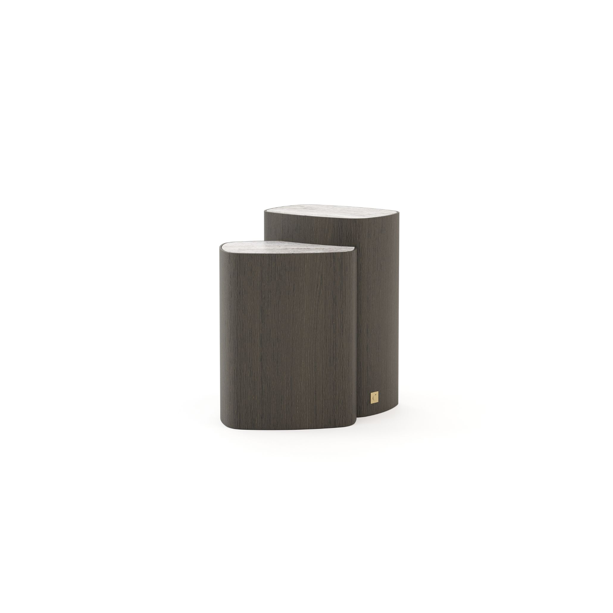Modern luxury furniture featuring the Dolomites Side Table combining wood and marble materials with organic design for warm interior design.